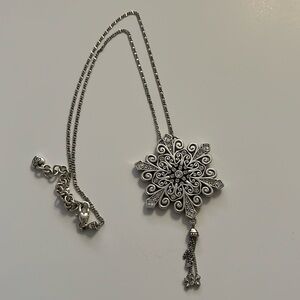 Brighton All That Sparkles necklace. Reversible snowflake design. Silver plate.